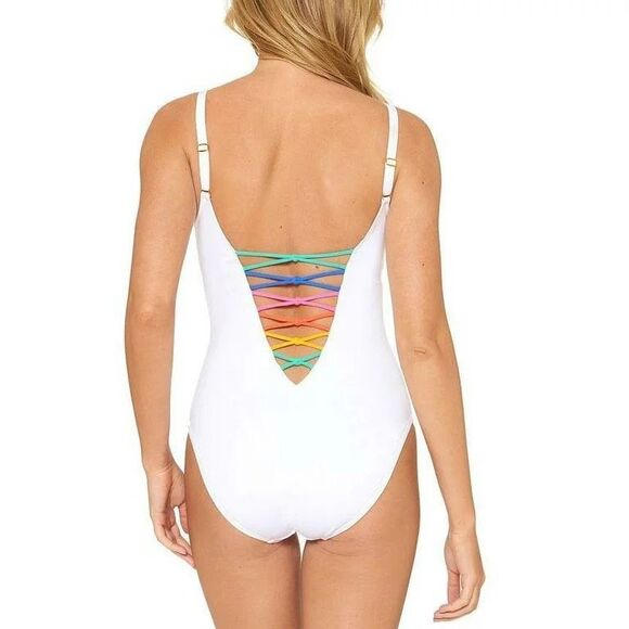 NWT Bleu Rod Beattie "Let's Get Knotty" Laced One-piece Swimsuit.  Size: 12 - Picture 2 of 6